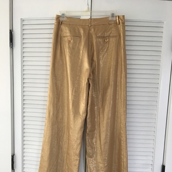 Ralph Lauren Wide Leg Gold Pants Size 4 - Picture 4 of 4